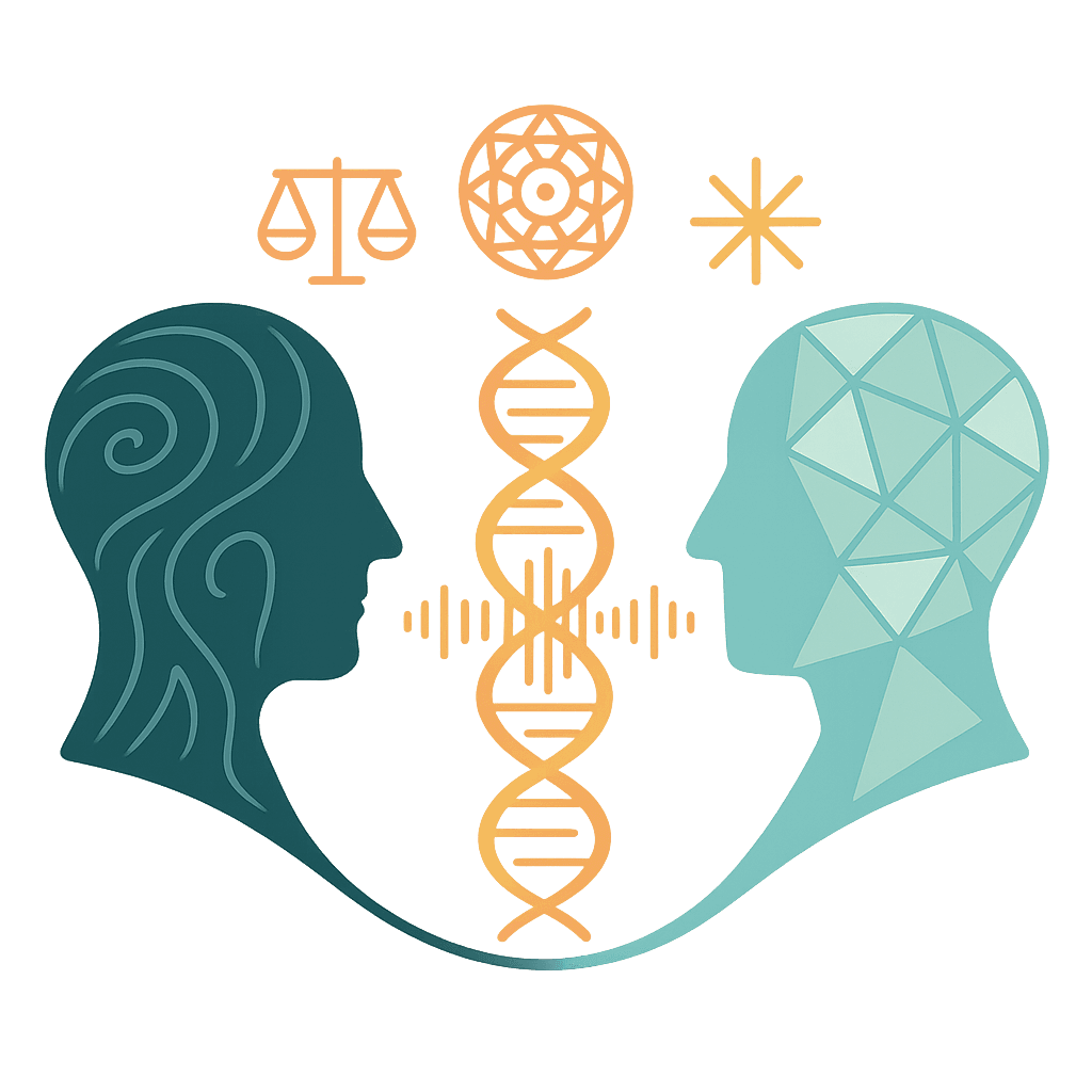 Resonance chamber visualization representing conversations between human consciousness and AI